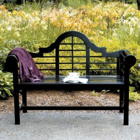 Weather Resistant 4.5-Ft Eucalyptus Outdoor Garden Bench in Black