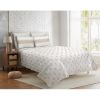 Full/Queen 3 Piece Nautical Striped Anchors Microfiber Quilt Set Beige