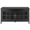 Black Wood Entertainment Center TV Stand with Glass Panel Doors