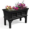 Black Rectangular Raised Garden Bed Planter Box with Removeable Trays