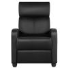 Black High-Density Faux Leather Push Back Recliner Chair