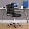 Modern Mid-Back Black Faux Leather Office Chair with Removable Arms