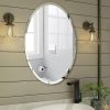 Oval Frameless 35-inch Beveled Bathroom Bedroom Living Room Vanity Wall Mirror