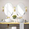 Oval Frameless 35-inch Beveled Bathroom Bedroom Living Room Vanity Wall Mirror