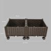 Modern 2-Piece Indoor Outdoor Raised Garden Planter Box on Wheels in PP Rattan