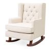 Beige Soft Tufted Upholstered Wingback Rocker Rocking Chair