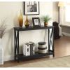 Black Wood Console Sofa Table with Bottom Storage Shelf