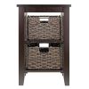 Espresso 3 Tier Bookcase Shelf Accent Table with 2 Small Storage Baskets