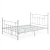 Full size White Classic Metal Platform Bed Frame with Headboard and Footboard