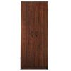 Wardrobe Cabinet with Shelves in Dark Cherry Wood Finish Bedroom Kitchen or Bathroom