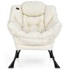 Upholstered Contemporary Cushioned Accent Chair with Side Pocket in Beige