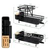 2 Tier Black Metal Foldable Dish Rack with Removable Drip Tray