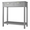 Modern Entryway Accent 2 Drawer Sofa Side Table Grey