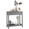 Modern Entryway Accent 2 Drawer Sofa Side Table Grey