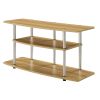 Modern Wood Metal TV Stand Entertainment Center in Light Oak Finish