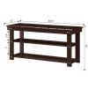 Espresso Brown Wood 2-Shelf Shoe Rack Storage Bench For Entryway or Closet