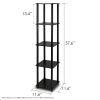 5-Tier Square Corner Display Shelf Bookcase in Espresso/Black