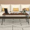 Rustic FarmHouse Wooden Coffee Table with Modern Metal Legs