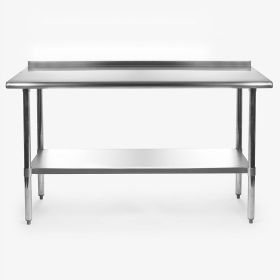 Stainless Steel 60 x 24 inch Heavy Duty NSF Certified  Work Bench Prep Table with Backsplash