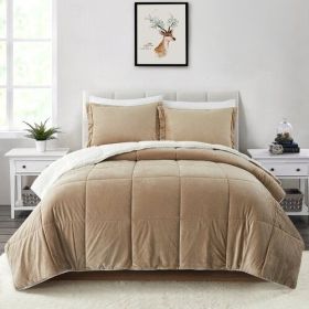 King Plush Microfiber Reversible Comforter Set in Gold