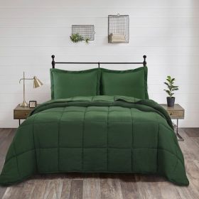 Queen Size Green 3 Piece Microfiber Reversible Comforter Set