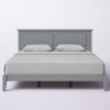 King Traditional Solid Oak Wooden Platform Bed Frame with Headboard in Grey