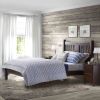 King Farmhouse Style Solid Wood Platform Bed Frame with Headboard in Cherry