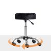 Black Button Tufted Adjustable Rolling Massage Swivel Salon Stool