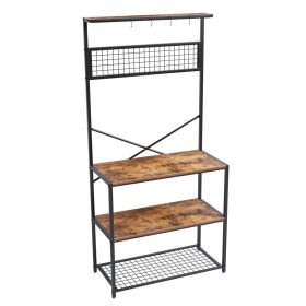 Modern Metal Wood 4-Shelf Kitchen Baker's Rack Microwave Stand