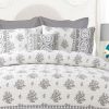 King 4-Piece Reversible Floral Cotton Quilt Set with Decorative Pillow and 2 Shams