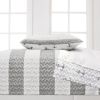 King 3 Piece Nautical Striped Anchors Reversible Microfiber Quilt Set Grey