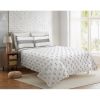 King 3 Piece Nautical Striped Anchors Reversible Microfiber Quilt Set Grey