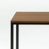 Modern Home Office Desk with Black Metal Frame and Brown Wood Top