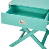 Marine Green Turquoise 1-Drawer Modern End Table Nightstand