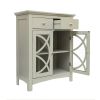 Modern 32-inch Bathroom Floor Cabinet with Glass Doors in Gray Wood Finish