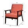 Retro Modern Classic Orange Linen Wide Accent Chair with Espresso Wood Frame