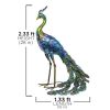 Outdoor Garden Metal Blue/Green Peacock Statue