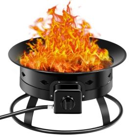 Portable Outdoor Black Metal Propane Fire Pit with Cover and Carry Kit