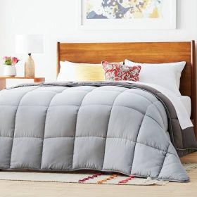 Queen Size All Seasons Plush Light/Dark Grey Reversible Polyester Down Alternative Comforter