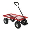 Heavy Duty Red Wheelbarrow Steel Log Garden Cart