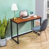 Compact Modern Home Office Laptop Computer Desk Table Metal Frame Wood Top