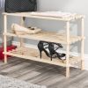 Solid Pine Wood 3-Tier Shoe Rack - Holds up to 12 Pair of Shoes