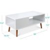 Modern Mid-Century Style Coffee Table Living Room Storage in White Brown Wood