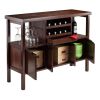 Sideboard Buffet Table Wine Rack in Brown Wood Finish