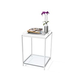 Modern Classic Metal End Table with White Removable Tray