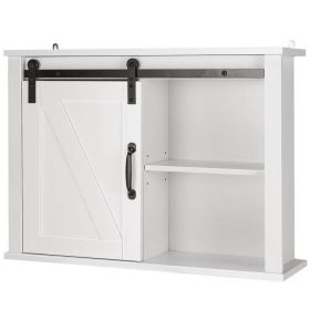 White Modern Farmhome Sliding Barn Door Wall Mounted Bathroom Medicine Cabinet