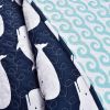 Full/Queen 5 Piece Bed In A Bag Navy Teal Microfiber Waves Whales Quilt Set