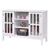 White Wood 43-inch TV Stand with Glass Panel Doors