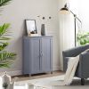 Gray Wood 2-Door Freestanding Bathroom Floor Cabinet Kitchen Storage Cupboard