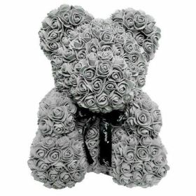 Rose Bear Eternal Rose Bear Creative Ornaments (Option: Grey-40cm-No gift box)